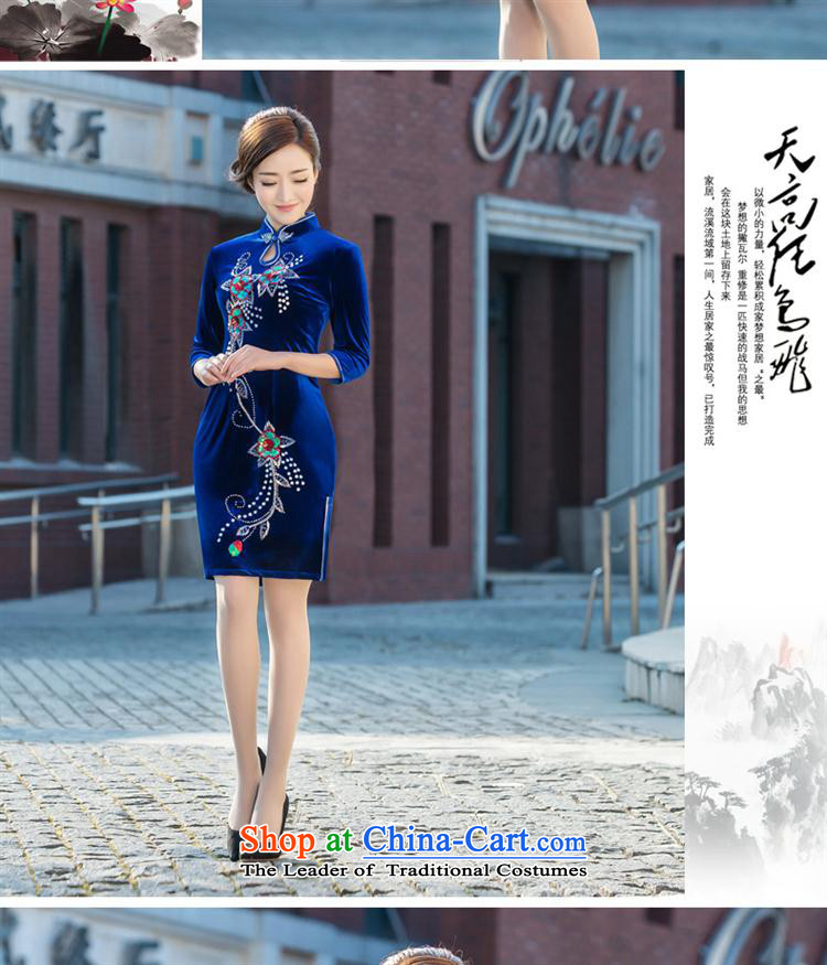 2015 new velvet cheongsam dress daily retro seven short of public cuff Sau San embroidery cheongsam figure S picture, prices, brand platters! The elections are supplied in the national character of distribution, so action, buy now enjoy more preferential! As soon as possible.