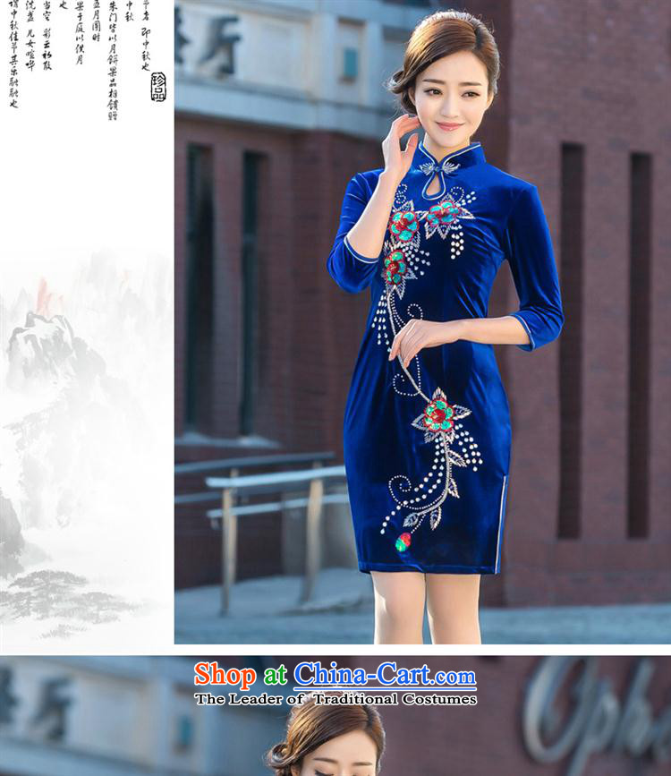 2015 new velvet cheongsam dress daily retro seven short of public cuff Sau San embroidery cheongsam figure S picture, prices, brand platters! The elections are supplied in the national character of distribution, so action, buy now enjoy more preferential! As soon as possible.