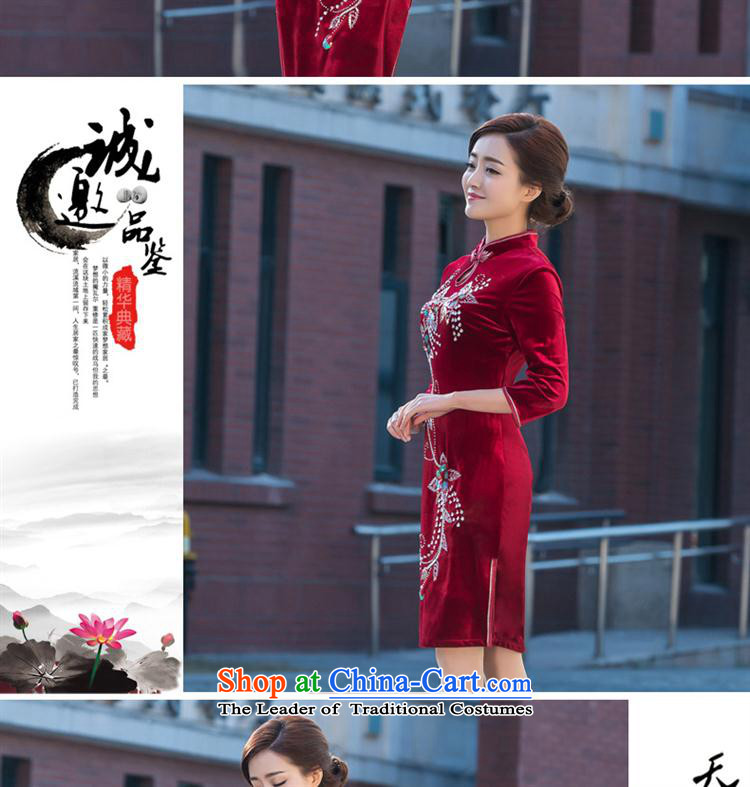 Daily new qipao spring and summer new cheongsam qipao banquet with velvet embroidery retro short of Qipao RED M picture, prices, brand platters! The elections are supplied in the national character of distribution, so action, buy now enjoy more preferential! As soon as possible.