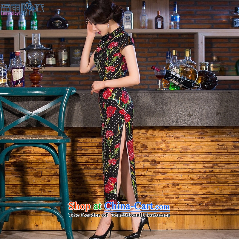 The spring of 2015 New cheongsam dress daily high on women's dresses long skirt performances cheongsam dress template features , blue rain butterfly according to , , , shopping on the Internet
