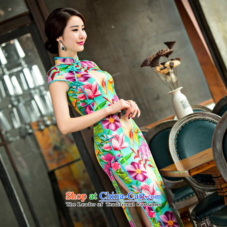 2015 daily new long summer QIPAO) high on the forklift truck and sexy female graphics cheongsam dress thin Silk Cheongsam Template Characteristics L Show pictures, prices, brand platters! The elections are supplied in the national character of distribution, so action, buy now enjoy more preferential! As soon as possible.