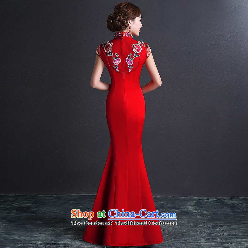 Hillo (XILUOSHA) Elizabeth bride、Qipao Length of 2015 New cheongsam dress suit Chinese winter clothing bows crowsfoot Sau San cheongsam dress red S HILLO Lisa (XILUOSHA) , , , shopping on the Internet