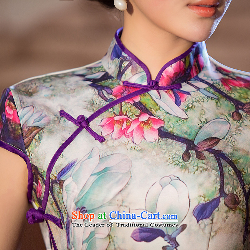 Mr Yuen Ching lateral transfer of 2015 New cheongsam dress in summer long improved cheongsam dress cheongsam dress QD220 temperament suit XL, YUAN YUAN (SU) , , , shopping on the Internet