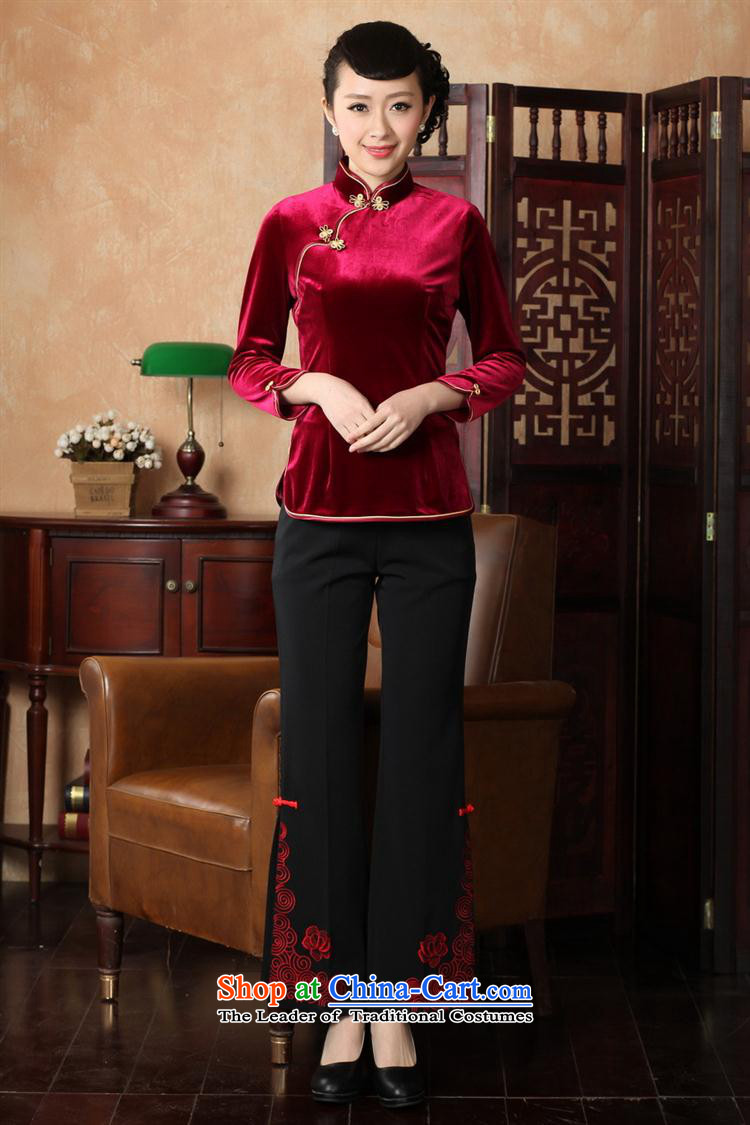 Ms. Tang Dynasty Chinese clothing ethnic women 9 cuff scouring pads qipao shirt 555 wine red M picture, prices, brand platters! The elections are supplied in the national character of distribution, so action, buy now enjoy more preferential! As soon as possible.