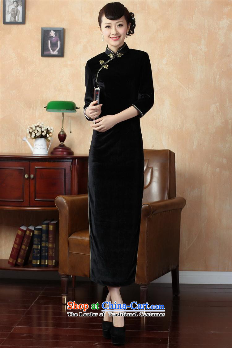 Tang dynasty qipao - New Pure color and the Stretch Wool qipao seven really sleeve black XXL picture, prices, brand platters! The elections are supplied in the national character of distribution, so action, buy now enjoy more preferential! As soon as possible.