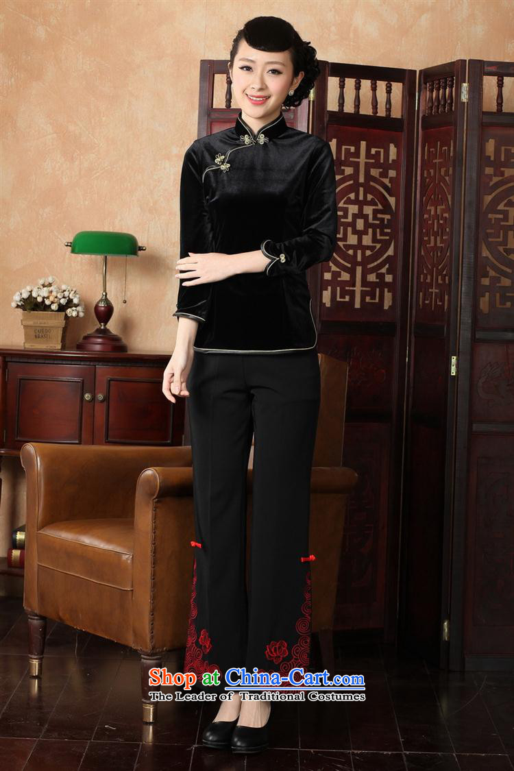 Ms. Tang Dynasty Chinese clothing ethnic women 9 cuff scouring pads qipao shirt 237 Black XL Photo, prices, brand platters! The elections are supplied in the national character of distribution, so action, buy now enjoy more preferential! As soon as possible.