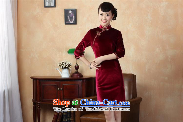 Tang dynasty new qipao pure color and the Stretch Wool qipao seven really cuff wine red XXXL picture, prices, brand platters! The elections are supplied in the national character of distribution, so action, buy now enjoy more preferential! As soon as possible.