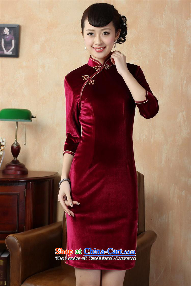 Tang dynasty new qipao pure color and the Stretch Wool qipao seven really cuff wine red XXXL picture, prices, brand platters! The elections are supplied in the national character of distribution, so action, buy now enjoy more preferential! As soon as possible.