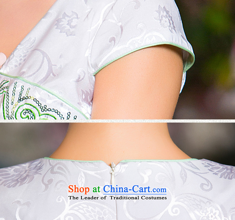 So Hong Kong singing in the yuan by 2015 summer daily improved qipao v- neck embroidery cheongsam dress new ethnic cheongsam dress QD177 white S picture, prices, brand platters! The elections are supplied in the national character of distribution, so action, buy now enjoy more preferential! As soon as possible.