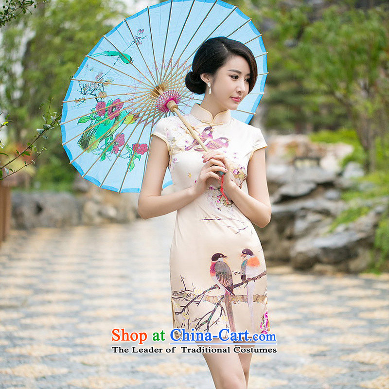 The ING Barings 2015 Summer Fun 歆, Retro ethnic cheongsam dress, stylish Sau San video thin cheongsam dress ZA 058 L (MOXIN 歆 ink) , , , shopping on the Internet