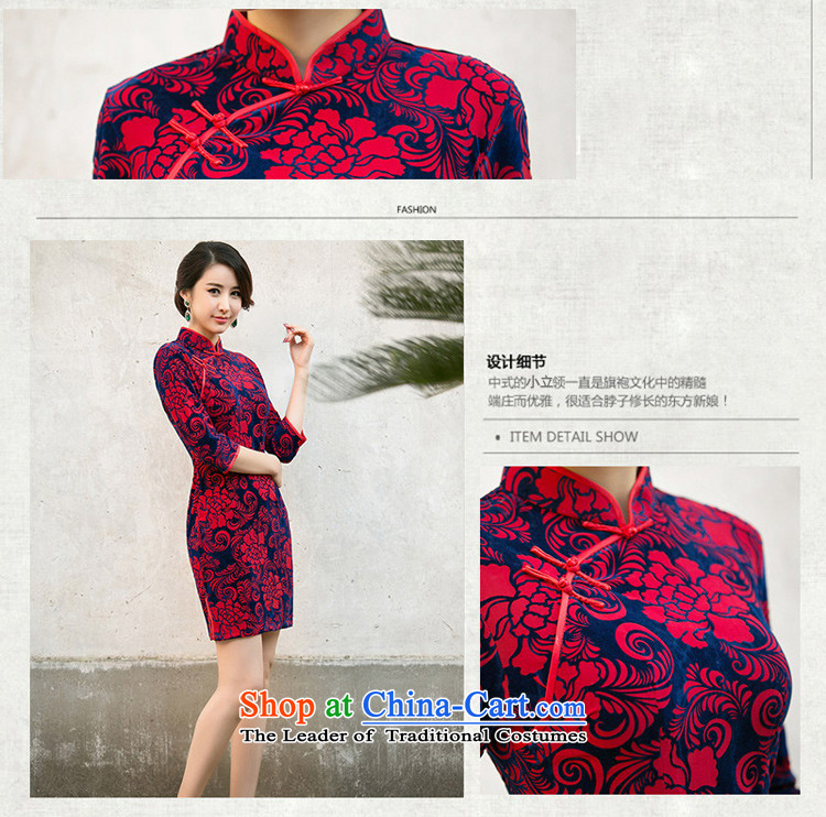 The Cayman- 2015 new 歆) improved daily cheongsam dress the fall in the number of older qipao qipao velvet dresses dress ZA 078 red L picture, prices, brand platters! The elections are supplied in the national character of distribution, so action, buy now enjoy more preferential! As soon as possible.