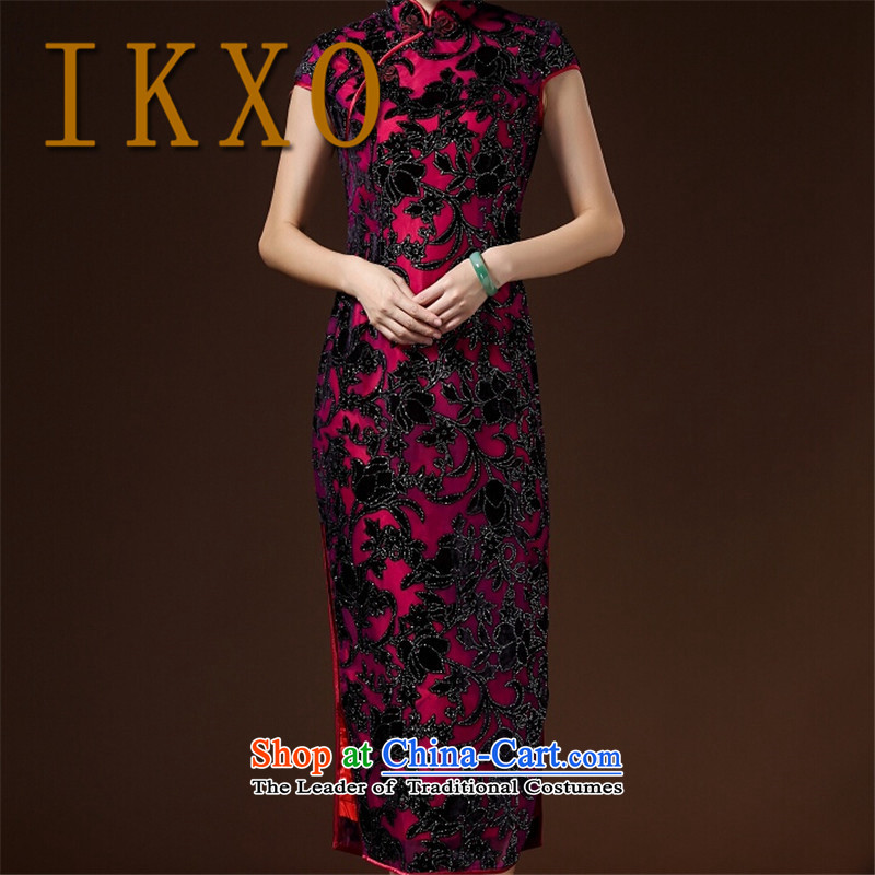 Summer 2015 new IKXO Ms. stylish comfort ramp short-sleeved gown low on women's dresses suit XL,IKXO,,, shopping on the Internet