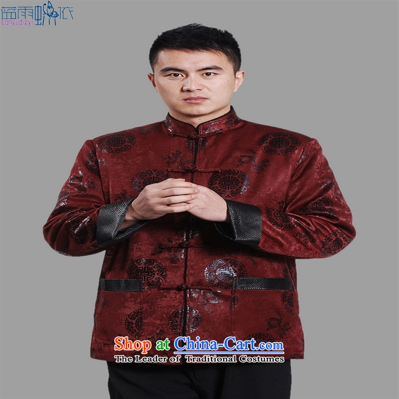 Tang dynasty robe male Tang Gown robe M0045-b dark blue , L, blue rain butterfly according to , , , shopping on the Internet
