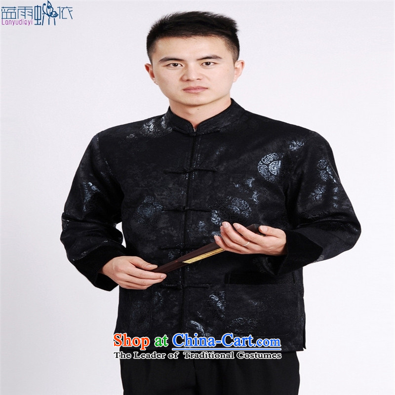 Tang Blouses Chinese men and Tang dynasty M0038-a wine red M Blue rain butterfly according to , , , shopping on the Internet