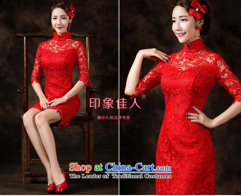 Starring impression bows services bride Wedding Dress Short skirts, improved qipao Summer 2015 new water-soluble lace Sau San video thin retro chinese women serving the lift mast in red sleeved m picture, prices, brand platters! The elections are supplied in the national character of distribution, so action, buy now enjoy more preferential! As soon as possible.
