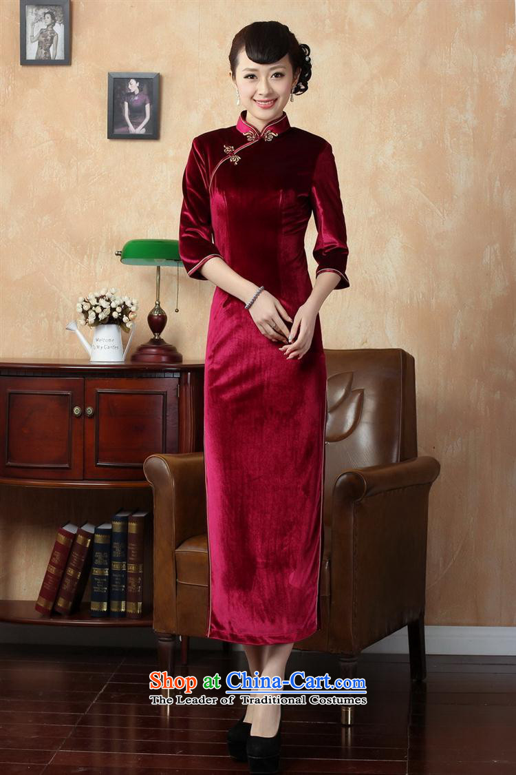 Tang dynasty qipao T0001 new pure color and the Stretch Wool qipao seven gold cuff wine red XL Photo, prices, brand platters! The elections are supplied in the national character of distribution, so action, buy now enjoy more preferential! As soon as possible.