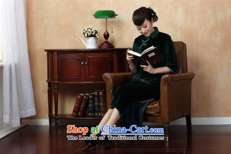 Tang dynasty qipao T0001-c New Pure color and the Stretch Wool qipao seven gold cuff green XL Photo, prices, brand platters! The elections are supplied in the national character of distribution, so action, buy now enjoy more preferential! As soon as possible.
