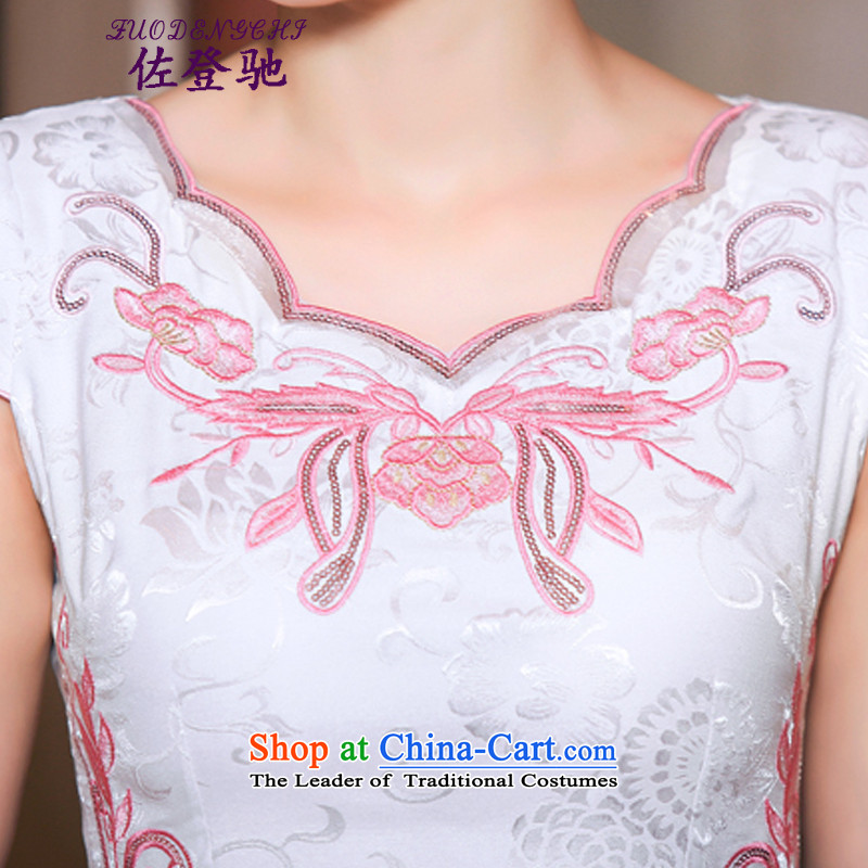 Sato Log? 2015 summer gown improved female cheongsam dress retro-day short of Sau San qipao gown NC3219035 blue flowers XL, Sato Log?ZUODENGCHI) , , , shopping on the Internet