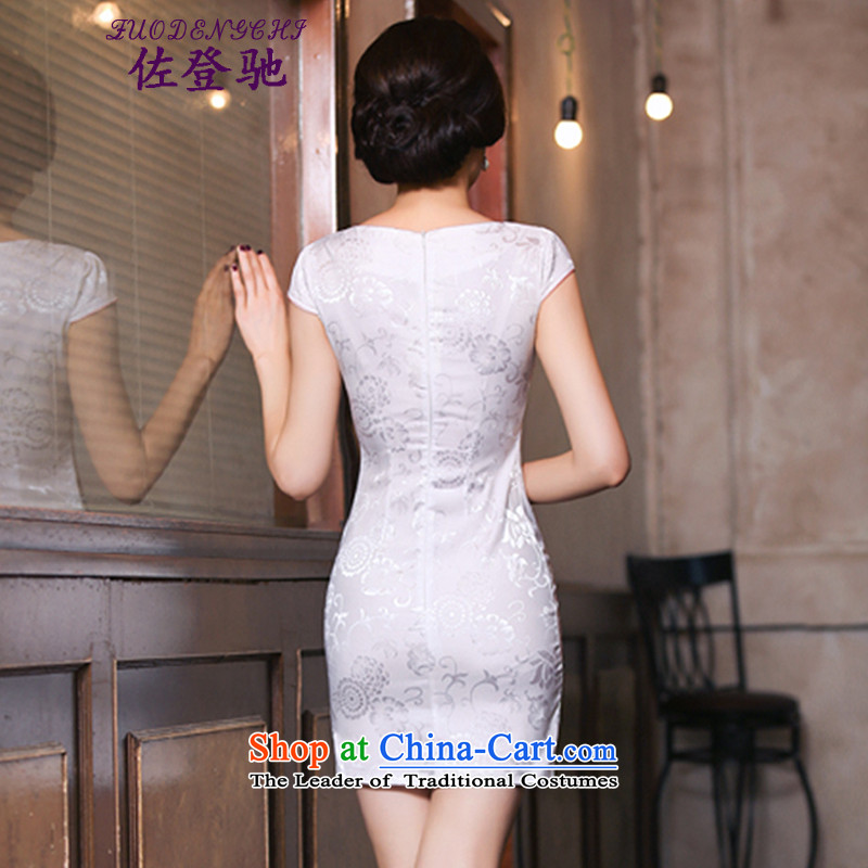 Sato Log? 2015 summer gown improved female cheongsam dress retro-day short of Sau San qipao gown NC3219035 blue flowers XL, Sato Log?ZUODENGCHI) , , , shopping on the Internet