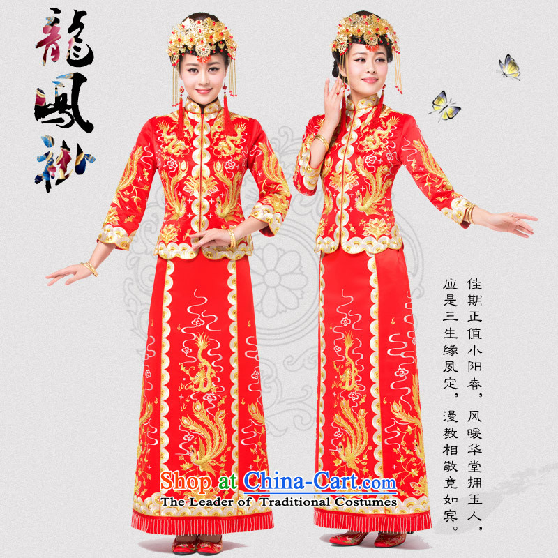 Stephen dream woven Longfeng Yat also use Chinese Dress brides skirt bows chief qipao Summer Wedding Gown retro-Hi Services 2015 New Red M Yat Leung dream woven shopping on the Internet has been pressed.