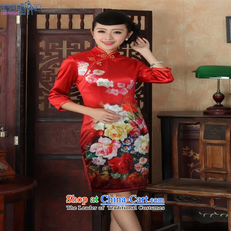 Tang dynasty qipao TD0033 new ethnic women Kim velvet cheongsam dress Sau San 7 Cuff Color?XXXL picture