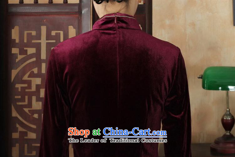 Tang dynasty qipao TD0026 New hand-painted superior Stretch Wool qipao seven really cuff wine red XXXL picture, prices, brand platters! The elections are supplied in the national character of distribution, so action, buy now enjoy more preferential! As soon as possible.