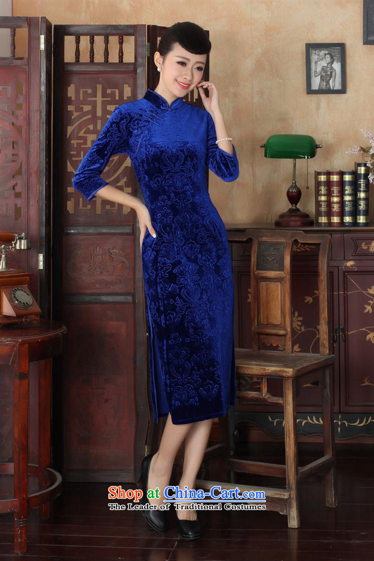 Tang dynasty qipao TD00039 new pure color and the Stretch Wool qipao seven gold blue XXL pictures cuff, prices, brand platters! The elections are supplied in the national character of distribution, so action, buy now enjoy more preferential! As soon as possible.