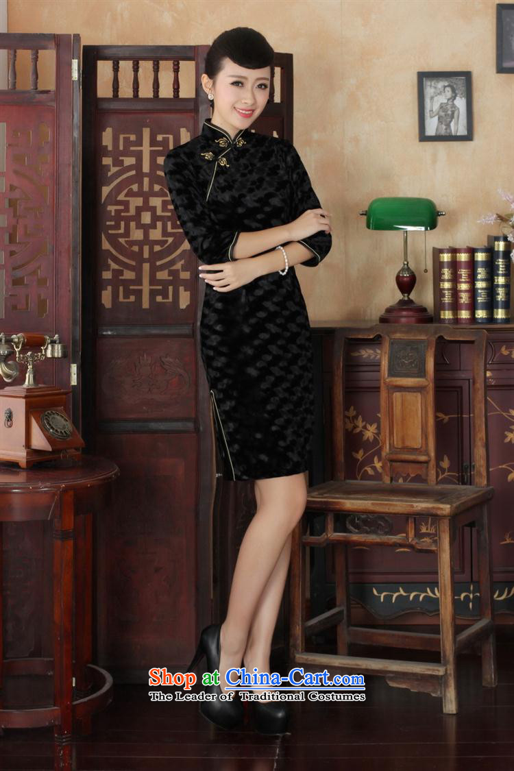 Tang dynasty qipao Td0018-a new ethnic women Kim velvet cheongsam dress seven Sau San-sleeved black XXL picture, prices, brand platters! The elections are supplied in the national character of distribution, so action, buy now enjoy more preferential! As soon as possible.