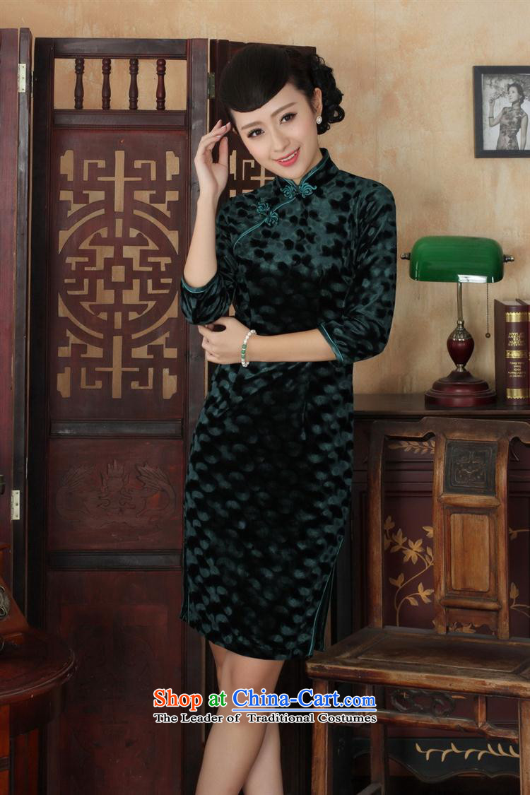 Tang dynasty qipao Td0018-a new ethnic women Kim velvet cheongsam dress seven Sau San-sleeved black XXL picture, prices, brand platters! The elections are supplied in the national character of distribution, so action, buy now enjoy more preferential! As soon as possible.