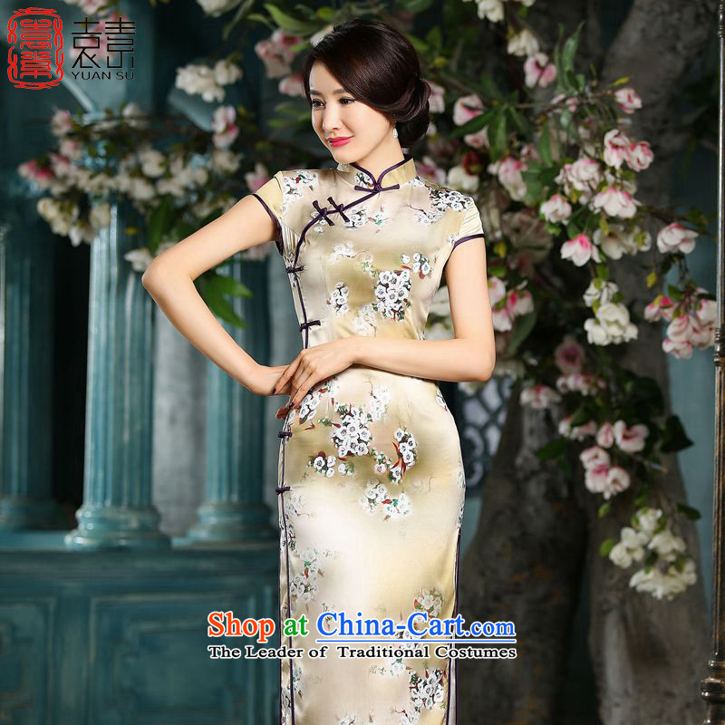 Yuan Yao hua?2015 fashion of qipao skirt New Long Silk Cheongsam improved retro look long summer?ZA714 qipao?picture color?XXL