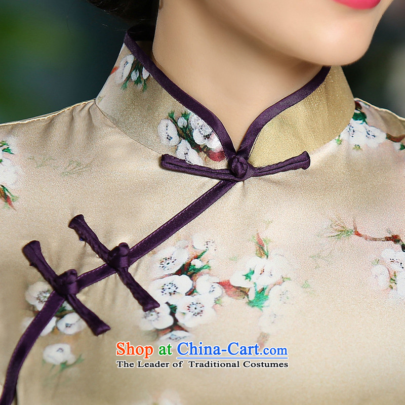 Yuan Yao hua 2015 fashion of qipao skirt New Long Silk Cheongsam improved retro look long summer ZA714 QIPAO  XXL, color picture pixel (YUAN YUAN SU) , , , shopping on the Internet