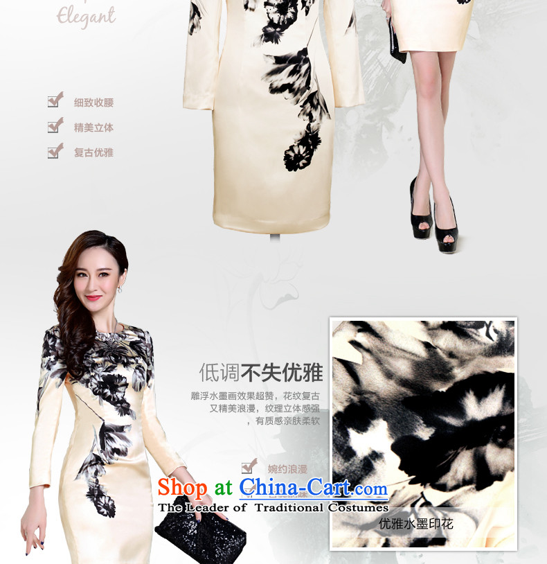 Economy figure in spring and autumn 2015 female new Silk Cheongsam elegance package and Sau San step skirt retro ink dress female apricot XL Photo, prices, brand platters! The elections are supplied in the national character of distribution, so action, buy now enjoy more preferential! As soon as possible.