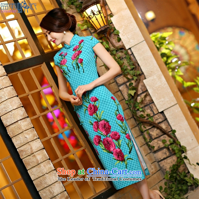 In spring and summer 2015 new high of the forklift truck and sexy beauty long qipao daily cheongsam dress suit Female?1007 M