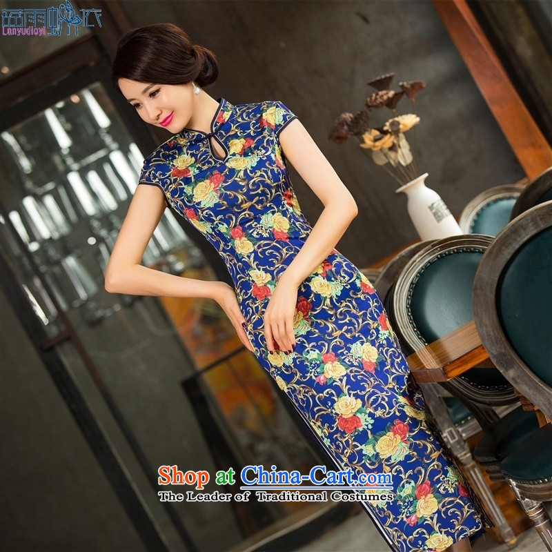 Long Silk Cheongsam new summer cheongsam dress cheongsam dress?11014 XXL