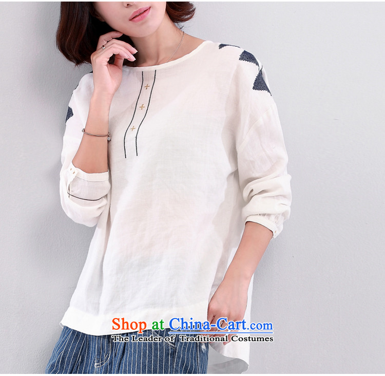 Early Autumn new ramie female cotton linen clothes T shirt larger minimalist art nouveau cover-up long-sleeved white M picture, prices, brand platters! The elections are supplied in the national character of distribution, so action, buy now enjoy more preferential! As soon as possible.
