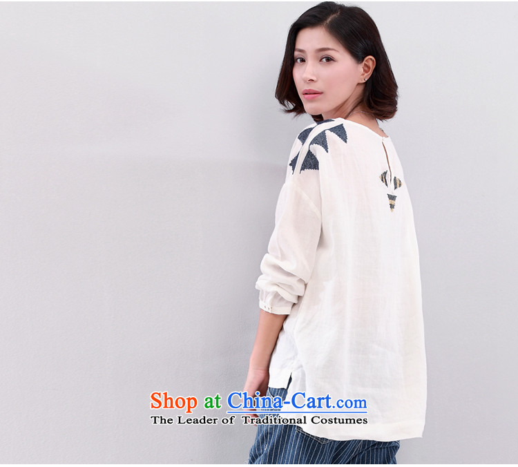Early Autumn new ramie female cotton linen clothes T shirt larger minimalist art nouveau cover-up long-sleeved white M picture, prices, brand platters! The elections are supplied in the national character of distribution, so action, buy now enjoy more preferential! As soon as possible.