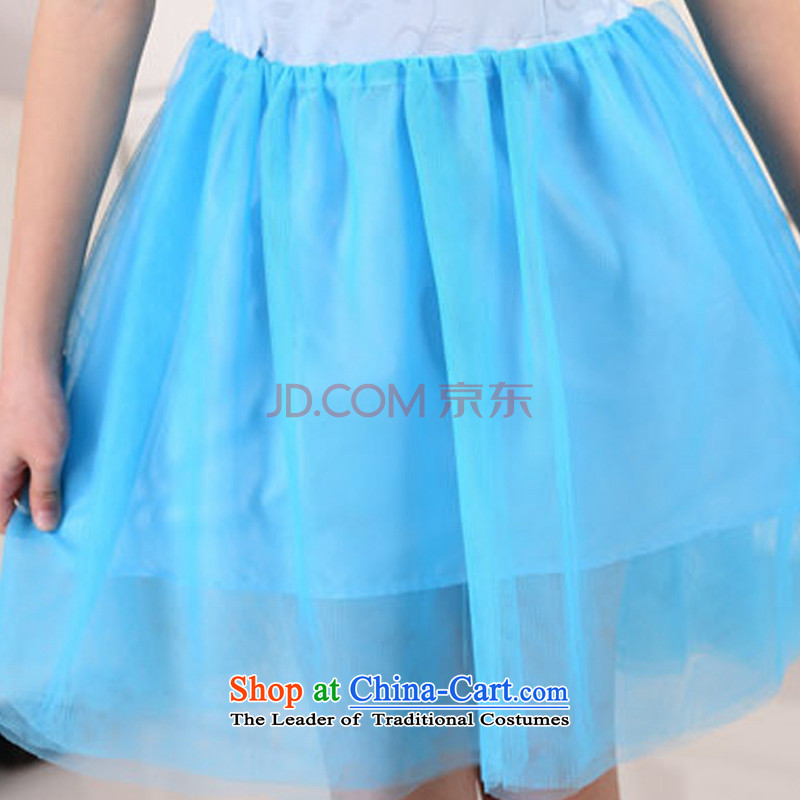 In line cloud girls qipao gown skirt Festival' embroidered performances cheongsam dress MT51254 light blue line-woon (130cm, youthinking) , , , shopping on the Internet