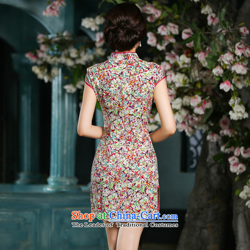 The Yasukuni Shrine of Yuen 2015 new cheongsam dress summer Ms. resiliency qipao improved short-sleeved retro cheongsam dress suit M yuan of ZA708 YUAN SU shopping on the Internet has been pressed.)