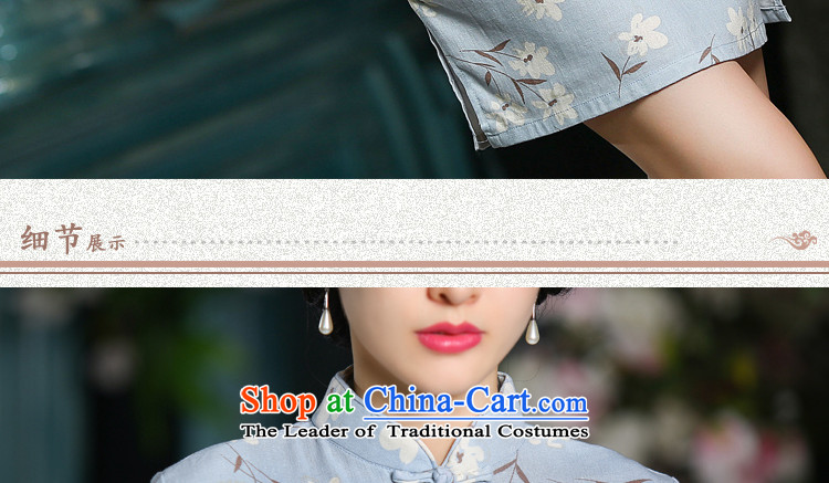 4 YUEN of economic 2015 Summer stylish cheongsam dress new cotton linen retro qipao improved day-to-day Ms. cheongsam dress ZA703 POWDER BLUE XL Photo, prices, brand platters! The elections are supplied in the national character of distribution, so action, buy now enjoy more preferential! As soon as possible.