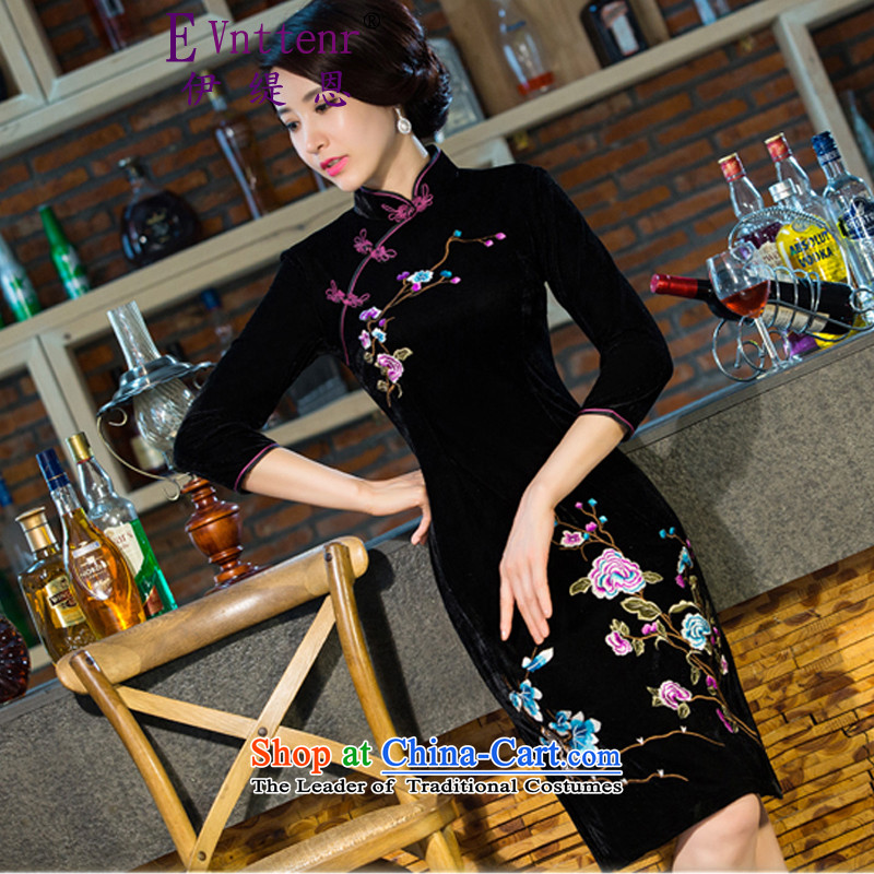 Iran and isle of 2015 autumn and winter new moms with scouring pads in the skirt qipao Kim sleeve length) Improved retro wedding green XL, Iran and Yan (evnttenr) , , , shopping on the Internet