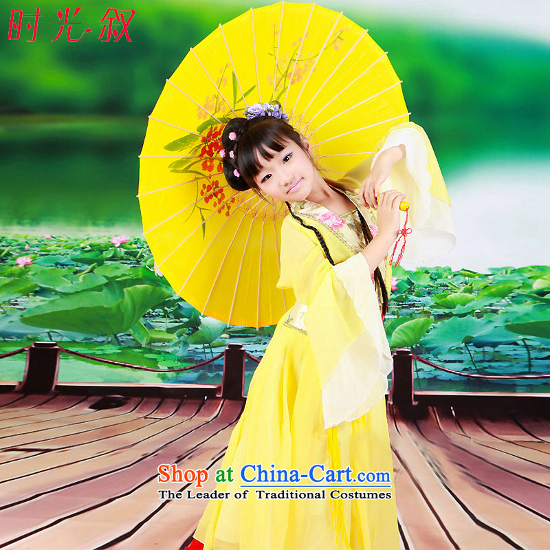 Time Syrian children classic prey Li Tang dynasty girls costume show teenage clothing load fairies children ancient guzheng Han-floor clothing red 130CM, photo album time Syrian shopping on the Internet has been pressed.