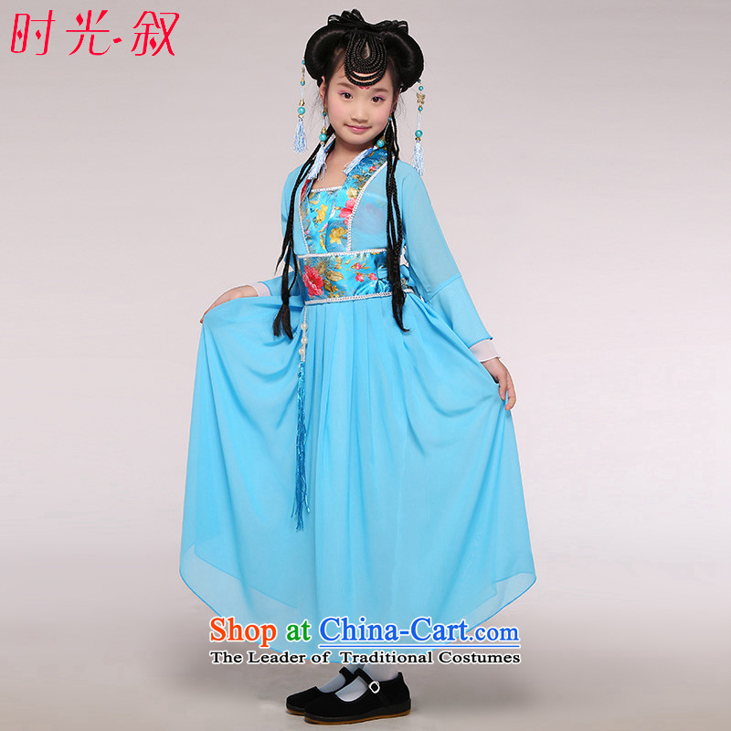 The Syrian children ancient costumes time fairies skirt will stage shows service Tang Dynasty Han-girls dancing photo album guzheng light yellow 120CM, time Syrian shopping on the Internet has been pressed.