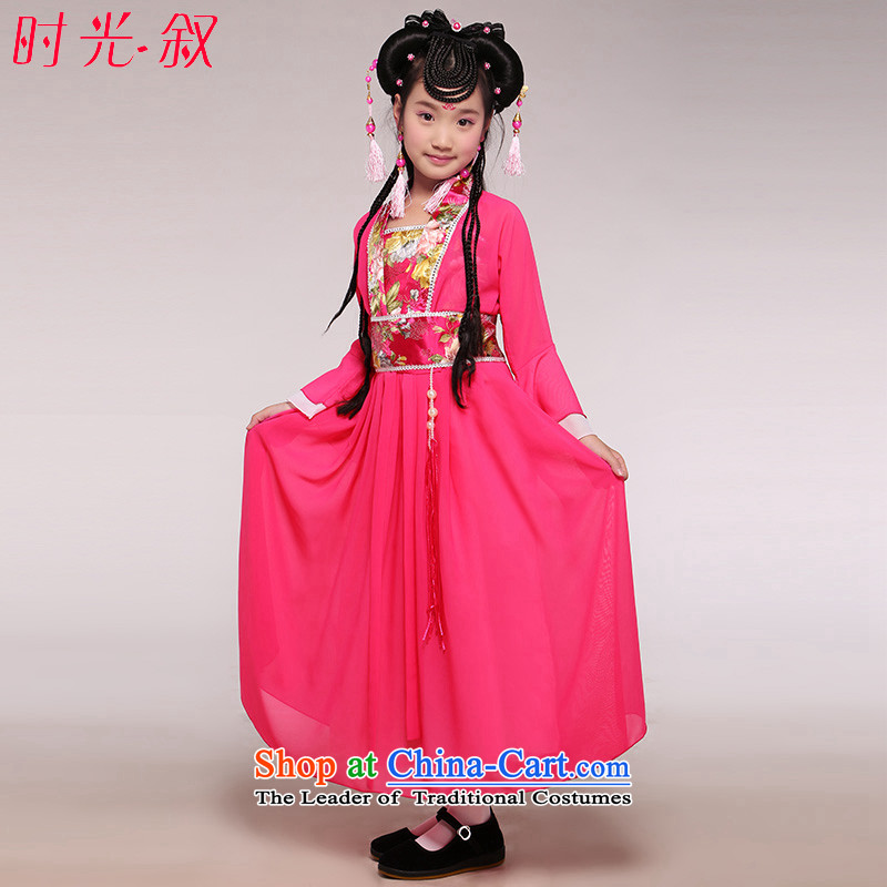 The Syrian children ancient costumes time fairies skirt will stage shows service Tang Dynasty Han-girls dancing photo album guzheng light yellow 120CM, time Syrian shopping on the Internet has been pressed.
