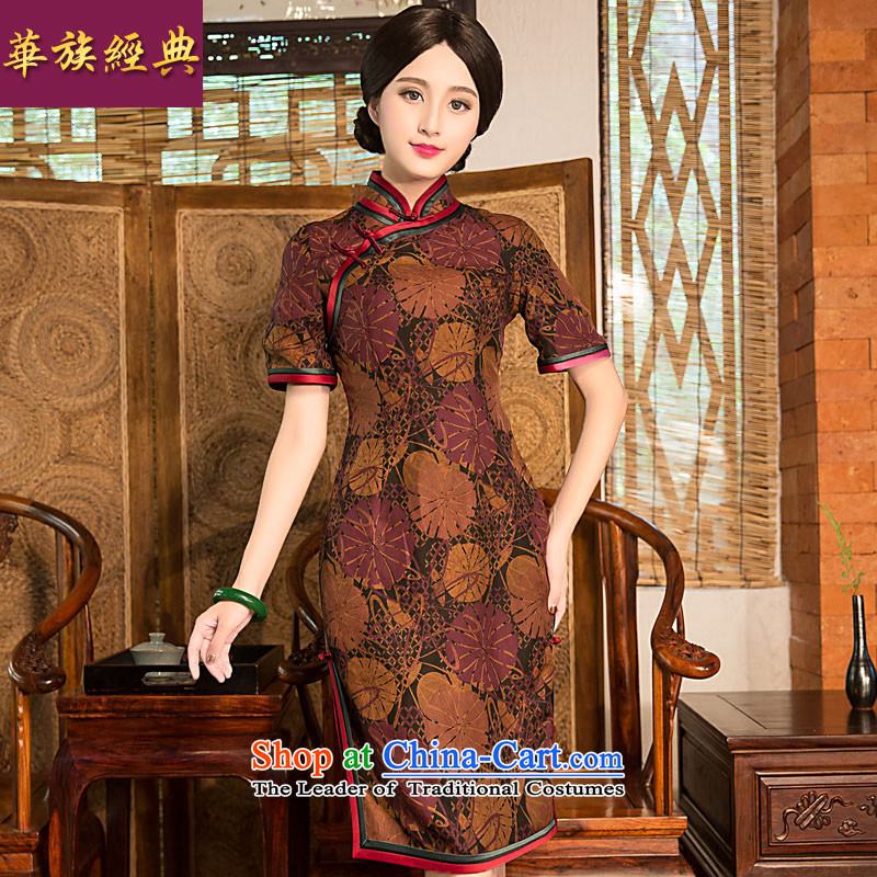 Chinese New Year 2015 classic ethnic summer high precious silk-lb cloud yarn daily retro style qipao skirt suits improved?S