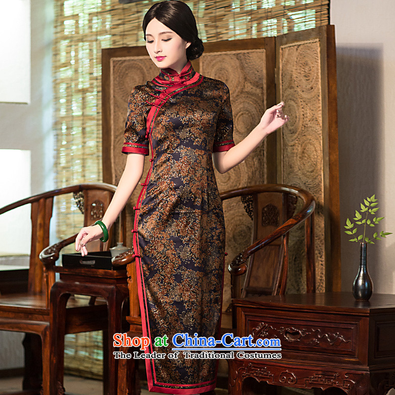 China Ethnic classic 2015 Summer noble silk yarn long cloud of incense, cheongsam dress suit XXXL, Stylish retro improved ethnic Chinese Classic (HUAZUJINGDIAN) , , , shopping on the Internet