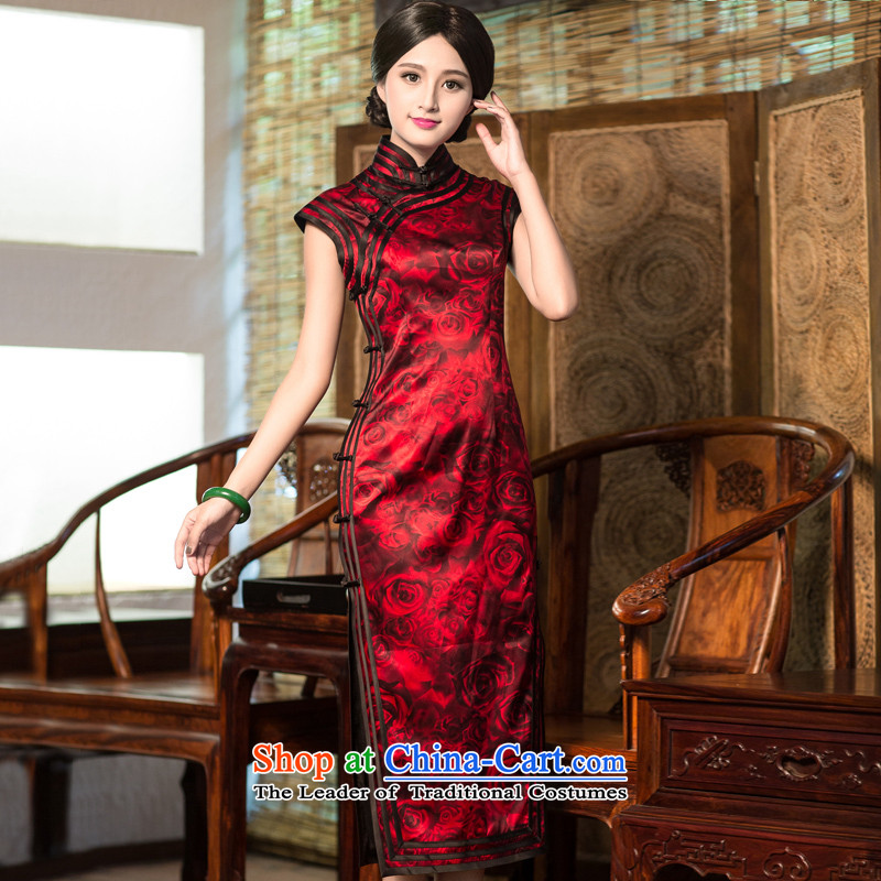 Chinese New Year 2015 classic ethnic herbs extract Silk Cheongsam summer long skirt retro style improvement suit L, Sau San Hwa-Classic (HUAZUJINGDIAN) , , , shopping on the Internet