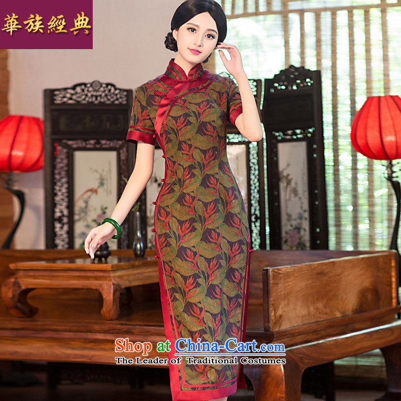 Chinese Classic summer-new high-precious silk-lb cloud yarn qipao retro improvement of Sau San daily picture color?M