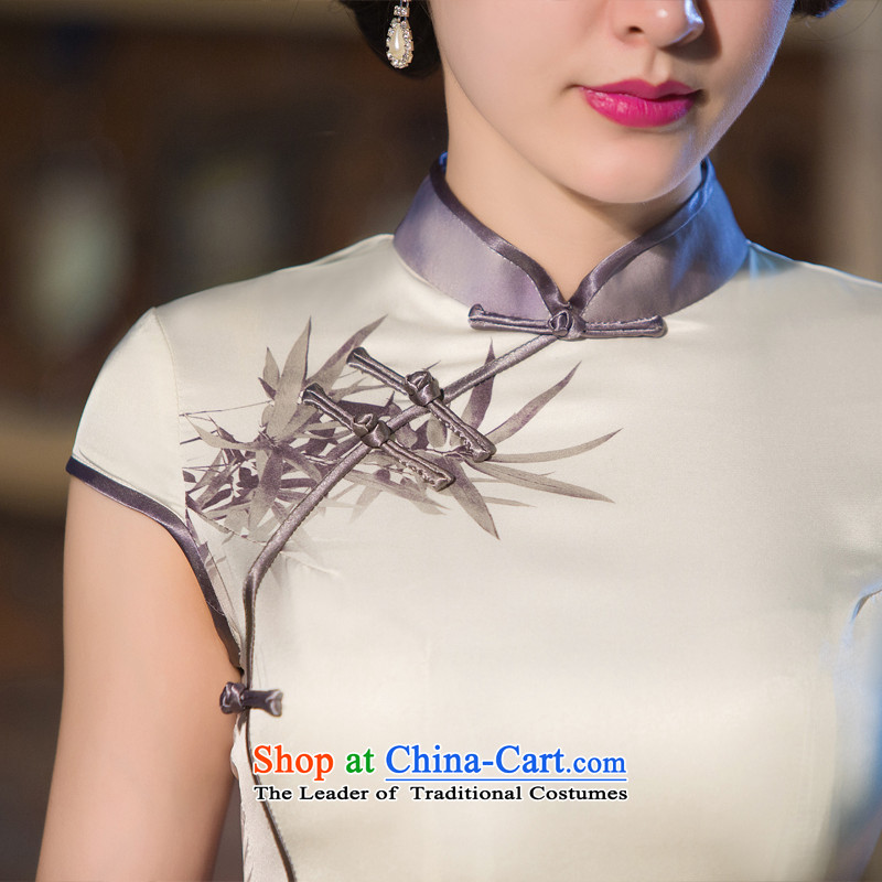 The Easy-to-smoke new 歆 cheongsam dress spring and summer long, Ms. Short-sleeved qipao skirt Fashion improved day-to-day long 240 M Ink 歆 QD (MOXIN) , , , shopping on the Internet