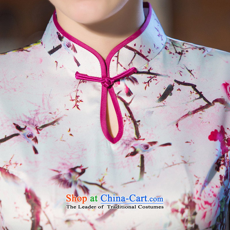 The concept of the new 2015 Hon Audrey Eu Yuet-歆 cheongsam dress summer, autumn day-to-load improved cheongsam dress cheongsam dress long QD 241 L (MOXIN 歆 ink) , , , shopping on the Internet