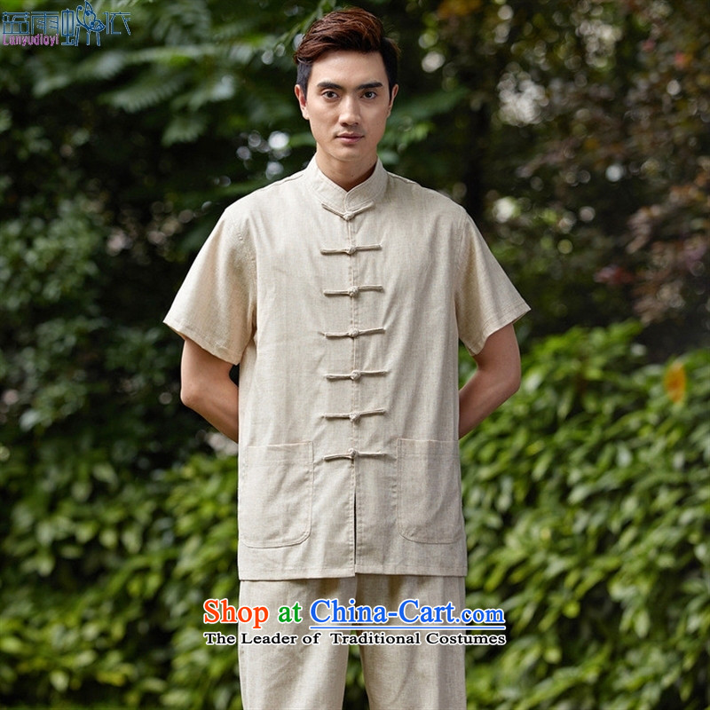 Short-sleeved blouses Tang kit 2525-1 men Taiji Kongfu shirt White?M